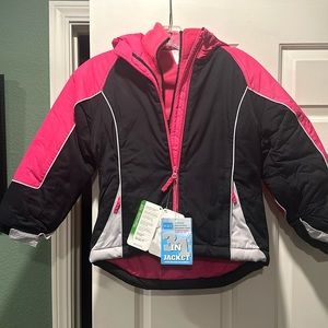 Girls Winter/Ski Jacket 3 in 1 ( Black/Pink) Brand New